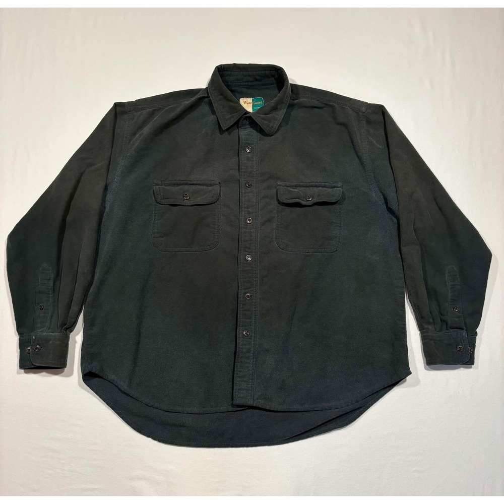Vintage WearGuard Mens Forest Green‎ Flannel Work Shirt Cotton Large 3320